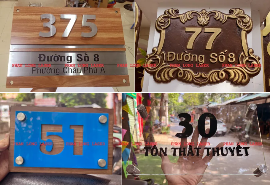 Làm biển bảng số nhà bằng nhiều chất liệu kết hợp khác nhau như biển số nhà bằng gỗ, biển số nhà nhôm đồng đúc, biển số nhà nhựa mica, biển số nhà kiếng cường lực Làm biển bảng số nhà tại Tphcm, Sài Gòn, Bà Rịa Vũng Tàu, Bình Phước, Bình Dương, Đồng Nai, Bình Thuận, Ninh Thuận, Lâm Đồng, Gò Vấp, Tân Bình, Bình Tân, Bình Thạnh, Thủ Đức