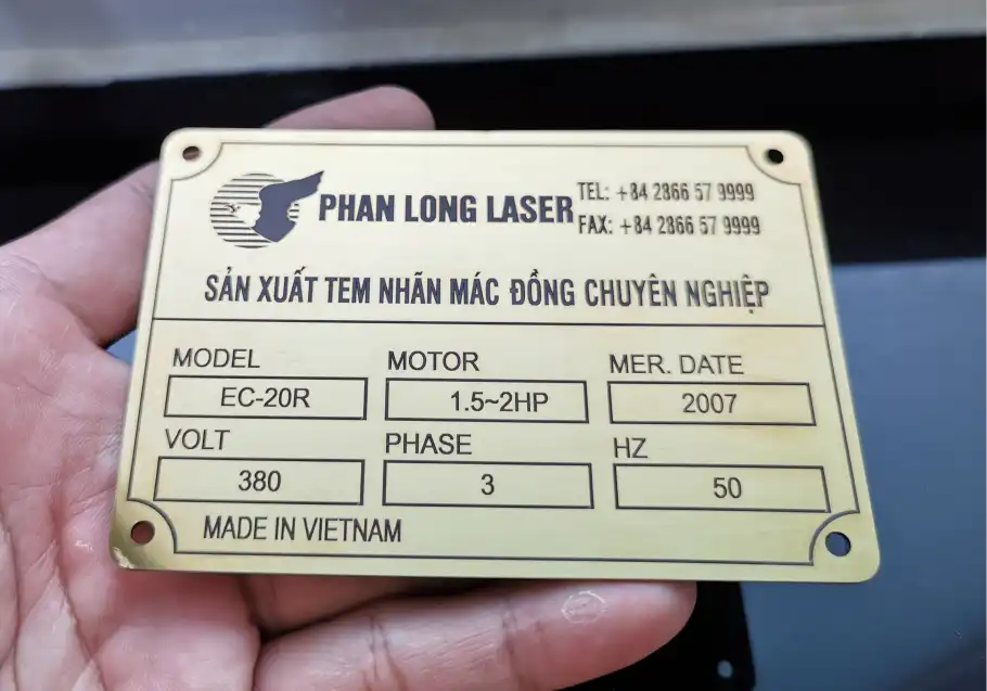 Làm tem nhãn mác bằng kim loại đồng tại xưởng Phan Long VN TP Hồ Chí Minh, Tây Ninh, Bình Phước, Bình Dương, Bình Thuận, Bà Rịa Vũng Tàu, Ninh Thuận