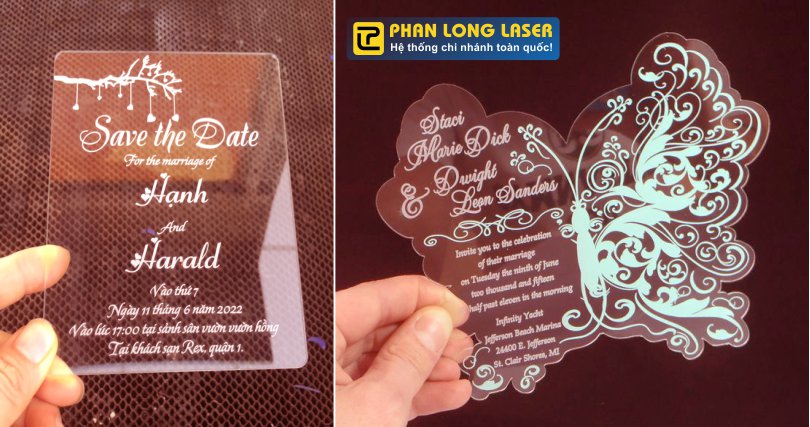 Địa chỉ sản xuất thiệp cưới nhựa mica acrylic trong suốt đẳng cấp và sang trọng tại xưởng Phan Long Laser