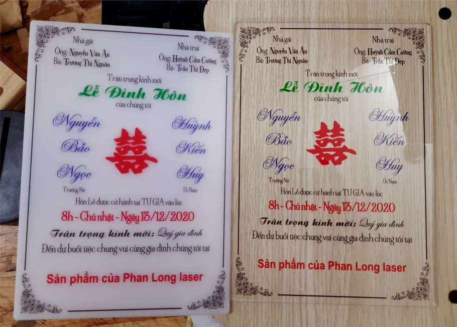 Gia công làm thiệp cưới thiệp mời bằng nhựa mica acrylic trong suốt và trắng đục tại xưởng lấy liền giá rẻ Gia công làm thiệp cưới thiệp mừng thiệp mời bằng nhựa mica acrylic tại Hà Nội, Phường Bạch Mai, Phường Cửa Nam, Phường Hoàn Kiếm, Phường Ba Đình, Phường Ngọc Hà, Phường Giảng Võ, Phường Hai Bà Trưng, Phường Vĩnh Tuy